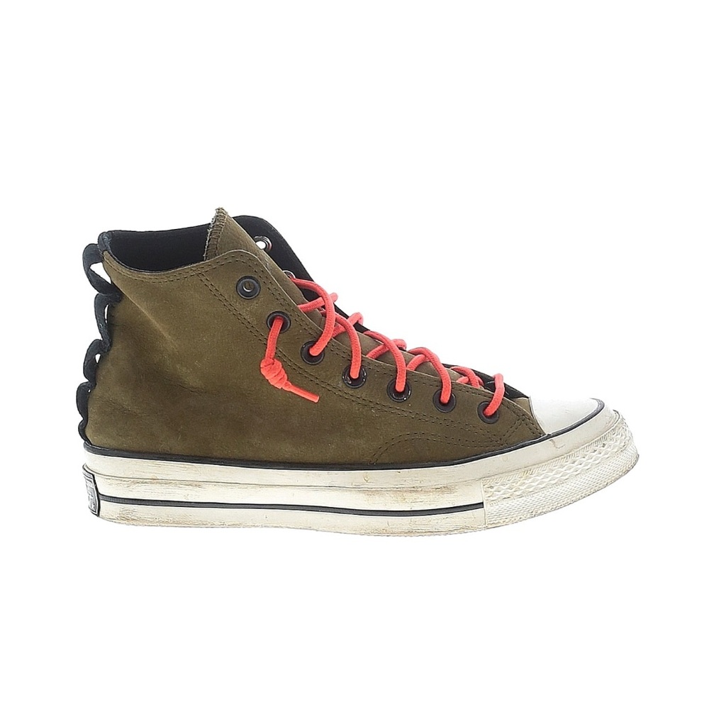 Converse Olive High-Top Sneakers with Red Accents